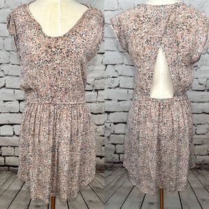 Rebecca Taylor Nude Floral Open Back Cut Out Dress